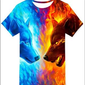 Fire and Ice wolf t shirt